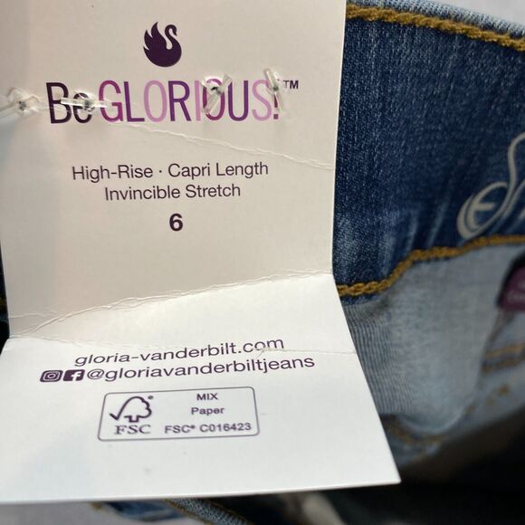 Gloria Vanderbilt Jeans Womens 6 Blue Denim Shape Effect Stretch High Rise Capri - Picture 8 of 13